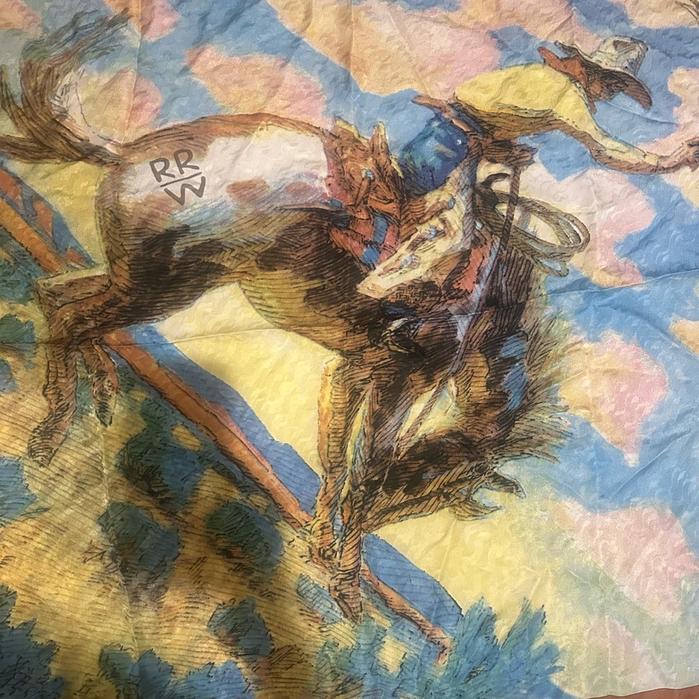 💯% Silk ROCKMOUNT RANCH WEAR 2002 SILK SCARF DIAMOND BUCK #4121 Limited Edition - Picture 10 of 10